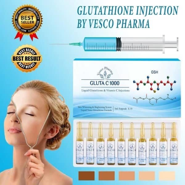 Vesco Pharma Gluta C 1000 product packaging and ampoules