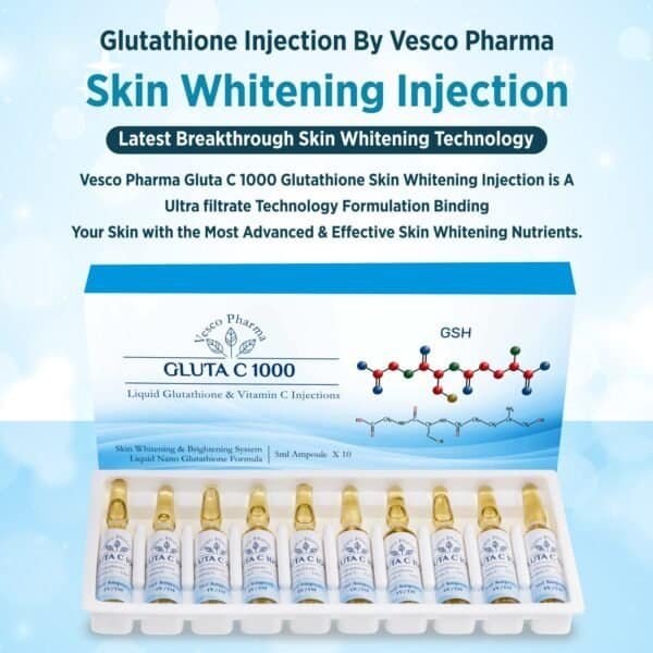 Vesco Pharma Gluta C 1000 Glutathione Injection 10 Ampoules