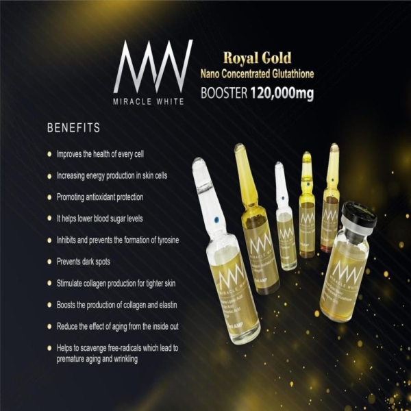 Miracle White Royal Gold 120000mg -4 Miracle White Royal Gold Nano Concentrated Glutathione Booster packaging