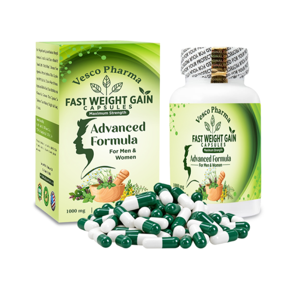 Vesco Pharma Fast Weight Gain Capsules bottle and box front view